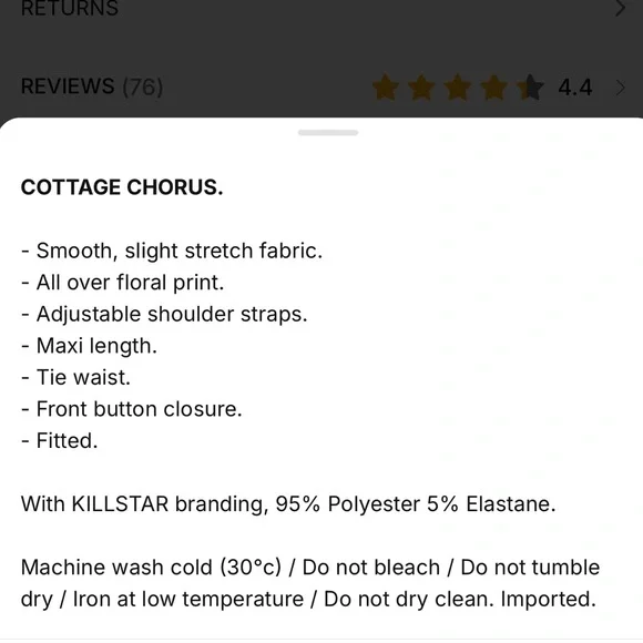 KILLSTAR COTTAGE CHORUS BLACK & PINK FLORAL PRINT MAXI DRESS - LIKE NEW - Picture 7 of 7